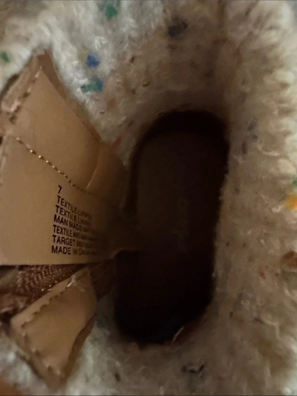 Cat & Jack Tan Booties with Cream Speckled Knit Cuff